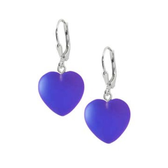 Heart Earrings Sterling Silver Crystal Jewelry Dangle - Picture 10 of 12